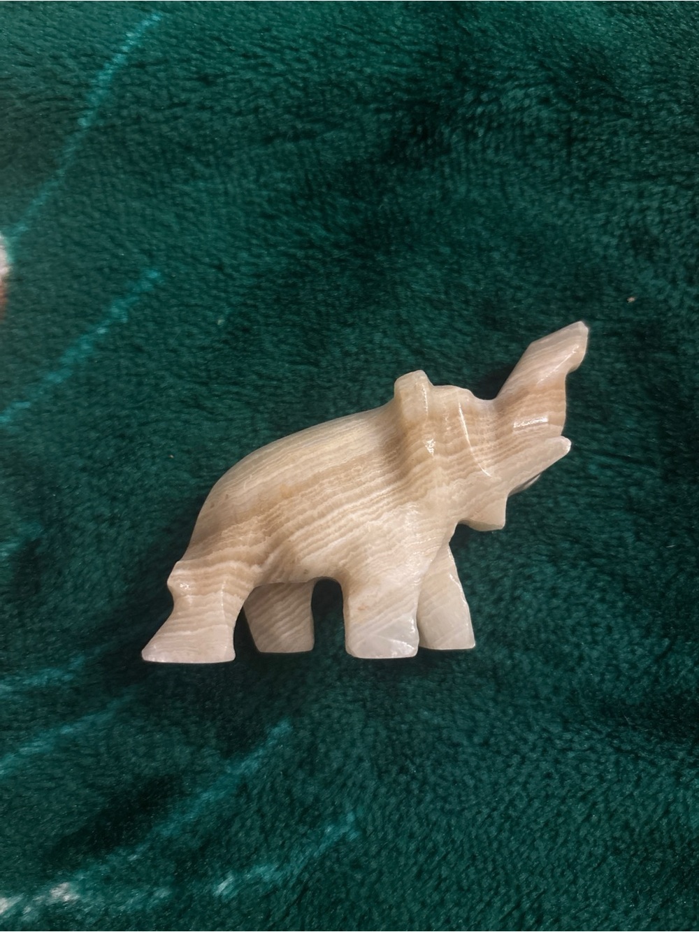 Vintage Genuine Onyx Elephant Statue | Carved Stone Animal Figurine